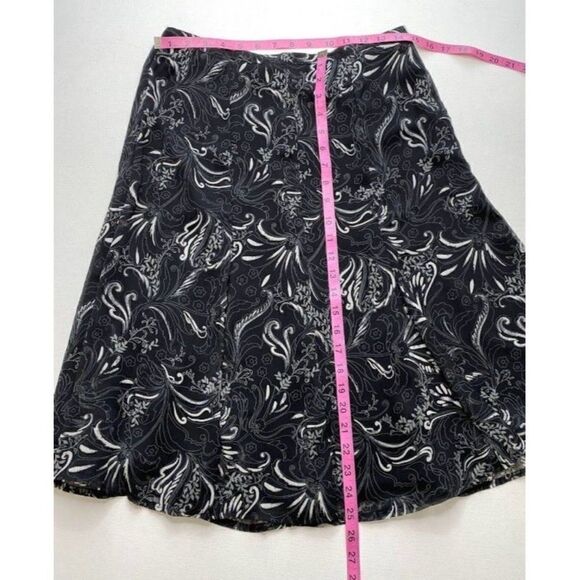 SAG HARBOR Black White Floral 2‎ Pc Button Down Top MP & A Line Skirt 6P Petite - Picture 9 of 10